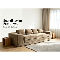 Ensemble de canapés modulaires en velours côtelé pour salon, coussins amovibles, profil bas, grande surface d'assise, support épais, bords surpiqués, mobilier