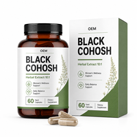 Capsules d'extrait de cohosh noir, complément alimentaire à base de plantes pour le bien-être féminin, l'équilibre quotidien et la marque privée