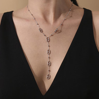 Nouveautés : Collier pendentif en chaîne à maillons plaqué or 18 carats PVD pour femmes, motif géométrique en forme de Y, bijoux fins en acier inoxydable