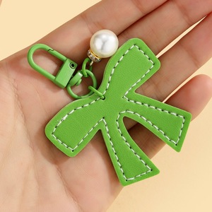 Cute Bow Keychain PU Leather Key Charm with Pearl Colorful Bowknot <b>Bag</b> Pendant for Women Girls <b>Gift</b> Fashion Key Accessories - Product Image 3