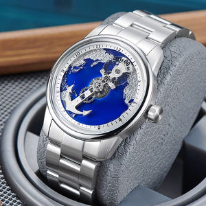 Montre automatique de luxe pour homme, cadran émaillé lumineux, fabricant OEM, montre en acier inoxydable personnalisée sans logo - Product Image 1
