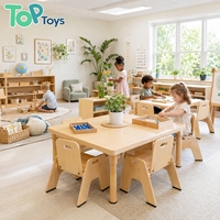 Meubles de classe Montessori pour enfants, ensemble table et chaise carrée en bois, équipement pour maternelle, garderie, centre de soins de jour, bureau d'activités pour tout-petits