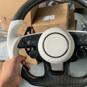 Avec bouton de démarrage <span class=keywords><strong>S</strong></span>-<span class=keywords><strong>Line</strong></span> Demi-volant en cuir de carbone pour <span class=keywords><strong>Audi</strong></span> Q8 SQ8 A3 A4 B9 A5 B8 A6 C7 A7 S3 S4 RS3 RS5 RS7 RS6 C8 - Product Image 3