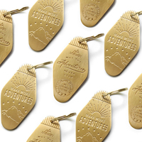 Porte-clés souvenir en laiton personnalisé, logo en métal doré gaufré, émail souple, pour hôtel, marque sportive