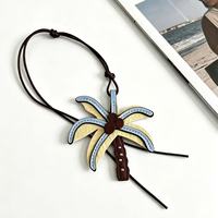 Breloque de sac en cuir PU motif cocotier, pendentif palmier tropical, cordon ciré réglable, décor de sac à main, style vacances d'été, porte-clés