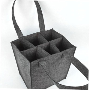 Sac de transport pour vin de camping, en <span class=keywords><strong>feutre</strong></span> gris, porte-bouteilles 6 emplacements, réutilisable avec poignée, service OEM pour commandes en gros - Product Image 4