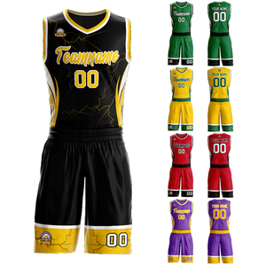 Jersey olahraga basket kustom desain elemen petir Set seragam basket poliester kualitas tinggi - Product Image 1