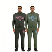 Ensemble de survêtement unisexe grande taille avec impression graphique personnalisée, style streetwear vintage, veste zippée intégrale et pantalon large, deux pièces