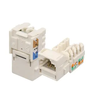 Utp 90 डिग्री क्रोन Rj45 Cat6 Cat7 Cat5e मॉड्यूलर Keystone जैक कनेक्टर प्लग