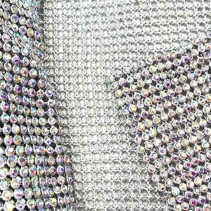 S093 SS8 <span class=keywords><strong>AB</strong></span> Couleur 3mm Tissu Diamante Strass Maille Cristal Maille Tissu Strass pour Sacs Tissu - Product Image 5