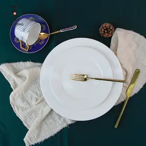 DianTong logo personnalisé restauration restaurant plat porcelaine blanc dessert apéritif assiette ronde en céramique assiette à dîner