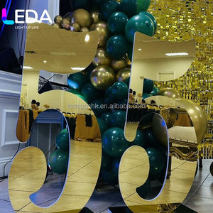 Letrero Espejo Gigante Personalizado de Fábrica LEDA, Letrero Dorado de 3 Pies y 4 Pies, Letras de PVC con Marco, Números Grandes para Cumpleaños en Venta - Product Image 1