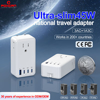 FOXCAN PD45W Nouvel adaptateur de voyage universel 3 prises AC 3 Type-C + 1 USB-A Charge rapide pour voyage ou cadeau