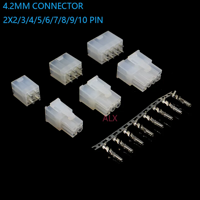 5556 5569 와이어 커넥터 2X2/3/4/5/6/7/8/9/10 핀 4.2MM 피치 스트레이트 핀 헤더 + 하우징 + 터미널 4.2 2p/3p/4p/5p/6p