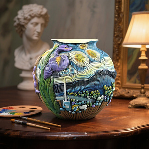 <span class=keywords><strong>Van</strong></span> Gogh Starry Night Pot de fleur en céramique fait à la main Vase de table Art inspiré salon bureau et décoration d'entrée - Product Image 6