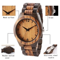 TJW Montre cadeau classique de luxe pour homme Mouvement à quartz en bois naturel Style business ou pièce de monnaie à la mode