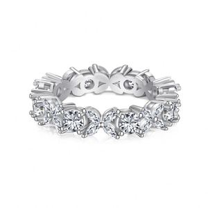 Dylam New Arrival in Stock S925 <b>Silver</b> Rhodium Plated Flower Shape Diamond 5A Zirconia Full <b>Eternity</b> Marquise Wedding <b>Rings</b> - Product Image 1