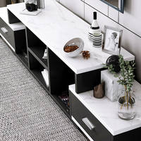 Vente en gros de meuble TV moderne de luxe avec table de café et meuble Meilleur prix Panneau blanc style bois pour salon