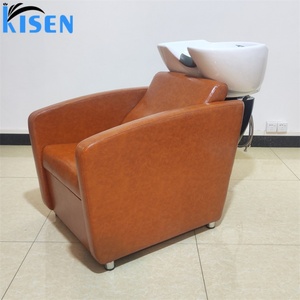 Kisen Portable Synthetic Leather Shampoo Chair with Ceramic Basin and Adjustable <b>Footrest</b> for Hair Salon - Product Image 3