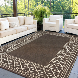 Tapis de patio en plastique écologique personnalisé 5*8 pieds Réversible Tapis de patio pliable d'extérieur - Product Image 1