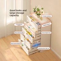 Commode en fer blanc avec boutons ronds colorés, moderne, écologique et durable, à 4 tiroirs pour le rangement de la chambre et du salon