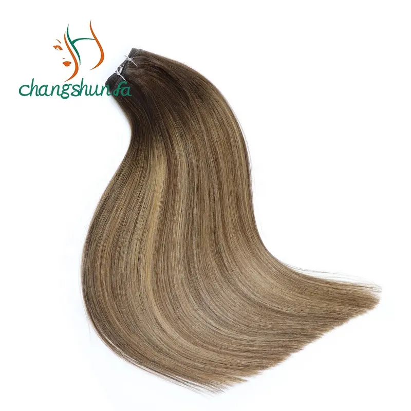 High Quality Double Drawn Balayage Real Russian Remy Human Sew in Weave Double Weft Hair Extensions