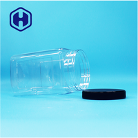 Bocaux carrés transparents en plastique PET avec couvercle noir, étanches, sans BPA, pour collations, aliments en conserve, bonbons, nouilles