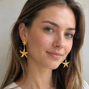 Pendientes Elegantes de Estilo Playero Vintage con Doble Estrella de Mar en Relieve de Gemnel - Product Image 5
