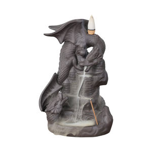 Cascada Cono de incienso Dos dragones se miran Quemador de incienso de reflujo de cerámica - Product Image 1