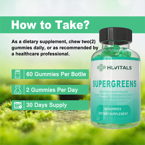 Bonbons Gommeux Supergreens OEM Probiotiques - Extrait de Feuille d'Artichaut Spiruline Chou Kale Vitamines B6 Santé Digestive Soutien Immunitaire - Product Image 5