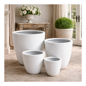 Pots à fleurs en fibre de verre prêts à être expédiés, blancs, grands, pour jardin, patio, hôtel et décoration de bureau, prix usine - Product Image 1