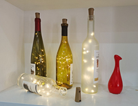 Guirlande lumineuse LED pour bouteille de vin, piles bouton AG13, fil de cuivre en forme d'étoile pour décoration de Noël