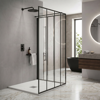 Cabine de douche à l'italienne avec paroi fixe en verre transparent de 10 mm, design sans cadre, pour salle de bain ouverte