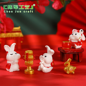 ของตกแต่งกระต่ายเรซิ่นขนาดเล็กน่ารักสำหรับเทศกาลปีใหม่ งานรื่นเริง และอุปกรณ์ตกแต่งสวน - Product Image 3