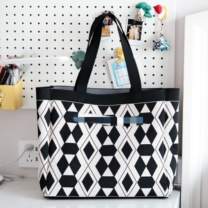 Bolso de mano de playa tejido con entramado de diamantes personalizado de gran capacidad para mujer, bolso de hombro tejido informal para compras, bolso de punto - Product Image 5