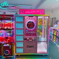 FunTime Machine à Primes Transparente Rose, Taux de Gagnant Réglable, Faible Encombrement, Attrape-Cadeaux d'Arcade