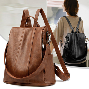 Mochila feminina elegante estilo coreano, couro real, design antifurto, grande capacidade, moda, viagem, bolsa escolar - Product Image 6