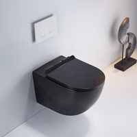 2021ยุโรปโมเดิร์นหรูหราสุขภัณฑ์ Wc ติดตั้งชาม Matt สีดำสีเทาเซรามิค Tankless Rimless แขวนผนังห้องน้ำ