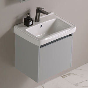 <span class=keywords><strong>Meuble</strong></span> <span class=keywords><strong>de</strong></span> <span class=keywords><strong>salle</strong></span> <span class=keywords><strong>de</strong></span> <span class=keywords><strong>bain</strong></span> moderne en aluminium avec miroir mural, rangement résistant à l'eau et <span class=keywords><strong>lavabo</strong></span> en céramique intégré - Product Image 6