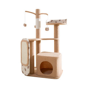 Sisal Cat <span class=keywords><strong>Scratching</strong></span> Multi-Layer Kucing Besar Furnitur Menara Beruang Rotan Buatan Modis Pohon Kucing Krem - Product Image 2
