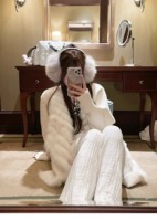 Nouveau col en fourrure de renard garniture pull femme hiver élégant pull cardigan tricoté