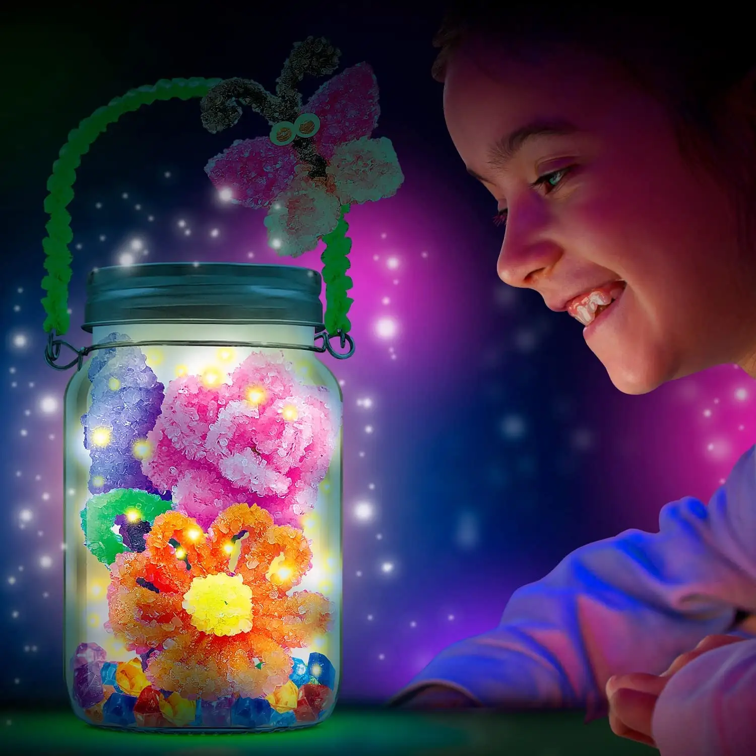 Custom Kids Mason Jar Lamp Doe-Het-Zelf Creatieve Pijpreinigers Crystal Growing Arts Crafts Night Light Kit