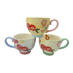 Vente en gros de tasses à soupe en céramique de 15 oz, peintes sous glaçure, dessinées à la main, grandes tasses à fleurs peintes à la main - Product Image 6