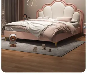 Lit d'enfant haut-meubles de chambre à coucher rembourrés Accueil lit queen cama matrimonial éclairé complet lit king size pour filles cadre de lit luxe bett