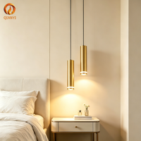 Petit luminaire suspendu en aluminium, boîtier de lampe GU10, tube droit à tête unique, cordon tressé doré créatif, luminaire de salle à manger