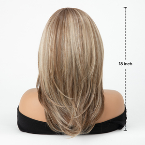 Peluca de Monofilamento con Frente de Encaje, Sintética, Kanekalon, Lisa, Rubia, Premium Futura, Sin Pegamento, Resistente al Calor, para Mujer, Venta al Por Mayor - Product Image 3