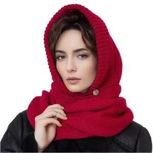 Winter <b>Hats</b> Unisex Warm Hooded <b>Scarf</b> Knit Cap Character Style Daily Beach Use - Product Image 1