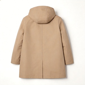 Erkek Minimalist Bej Kapüşonlu <span class=keywords><strong>Parka</strong></span> |   Orta Boy Kruvaze Kaban |   Klasik İngiliz Tarzı Dış Giyim - Product Image 4