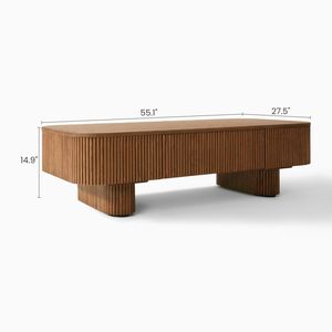 Ajunion hiện đại sang trọng Đồ nội thất phòng khách gỗ hình chữ nhật Bàn cà phê an toàn góc tròn bàn cà phê với giấu ngăn kéo - Product Image 3