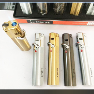 Wholesale Metal Straight Flash Lighter Windproof Refillable Butane Fuel <b>Gas</b> Lighter For Giveaways - Product Image 5
